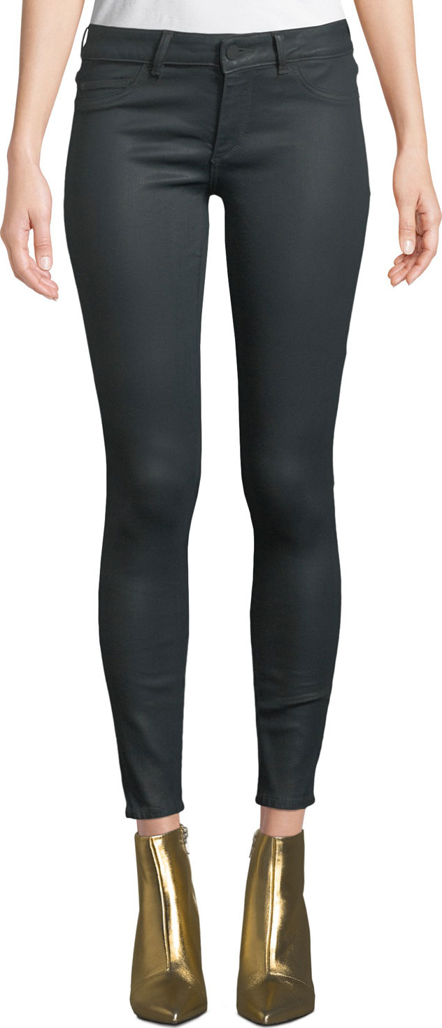 DL1961 Emma Low-Rise Coated Skinny Jeans