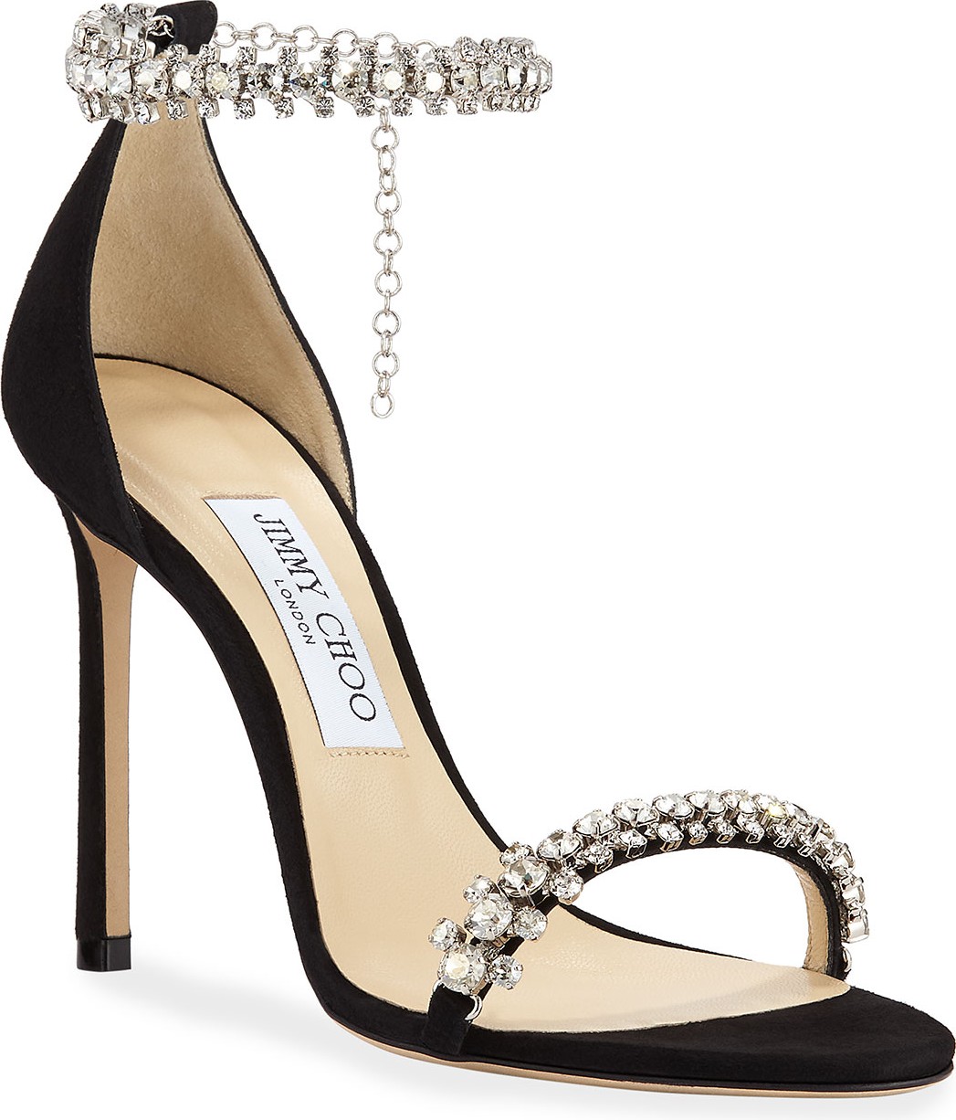 Jimmy Choo Shiloh High-Heel Crystal Anklet Sandals