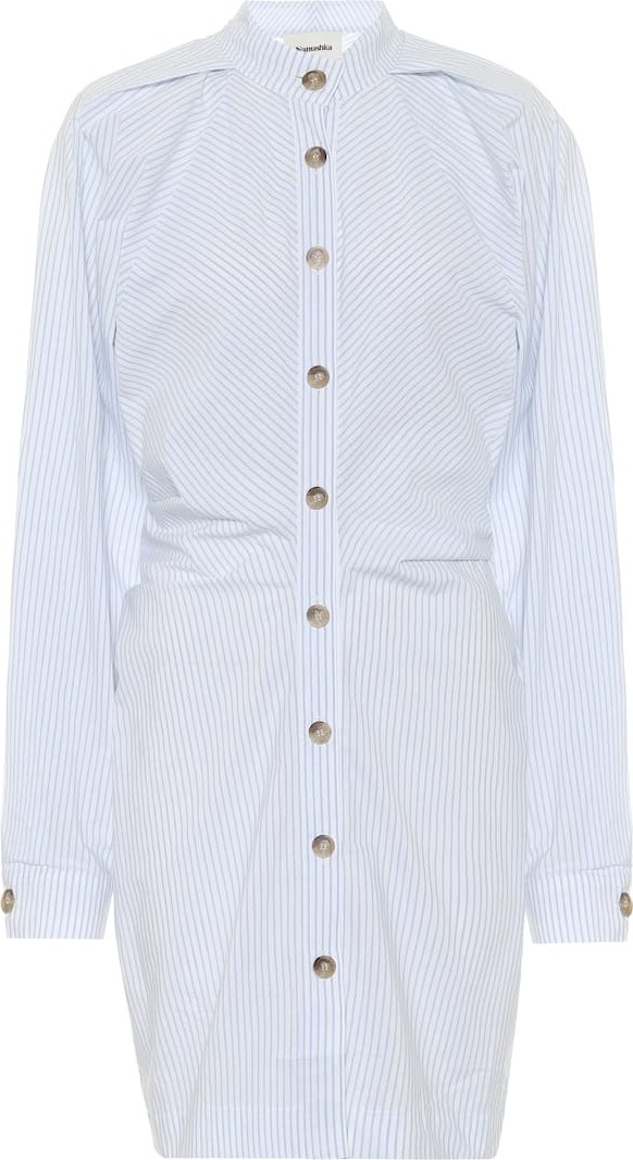 Nanushka Violet striped cotton shirt dress