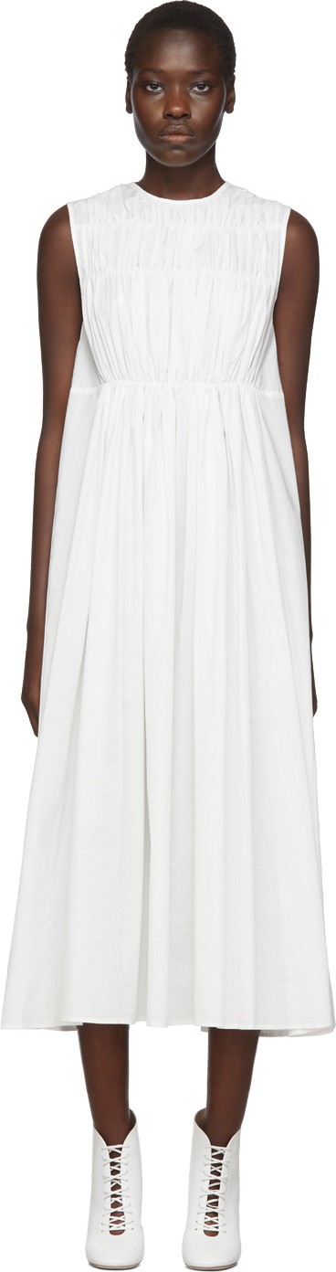 Chika Kisada White Poplin Gathered Dress