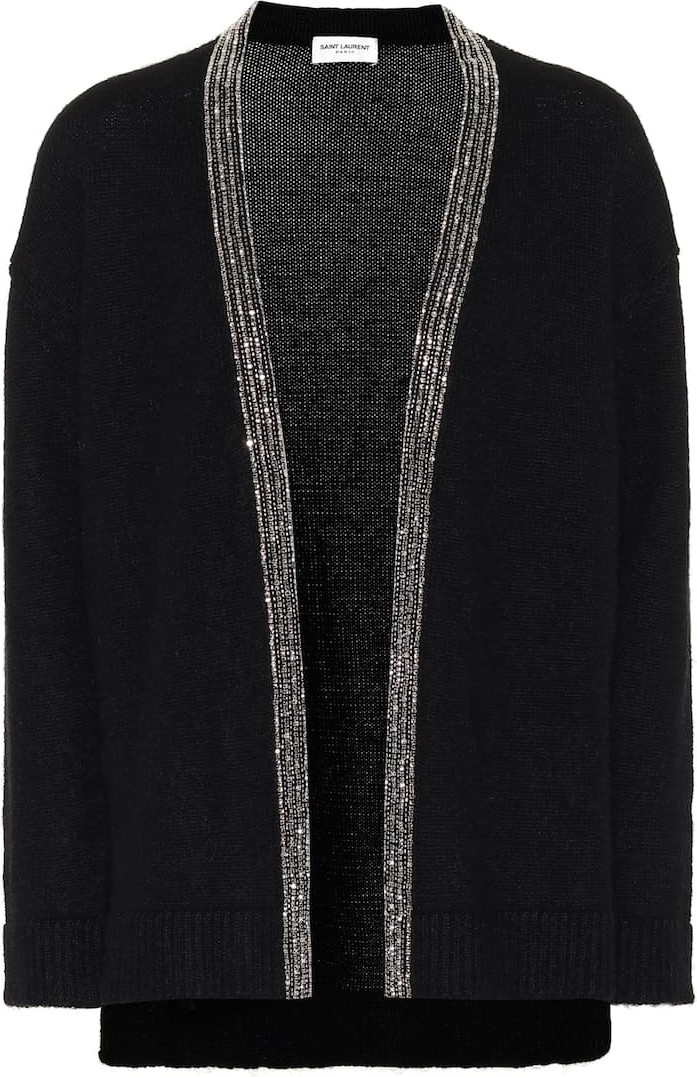 Saint Laurent Embellished wool and mohair cardigan