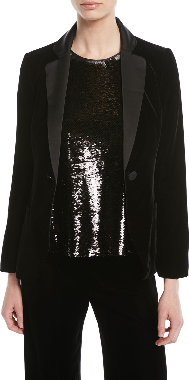 Emporio Armani One-Button Classic Velvet Tuxedo Jacket
