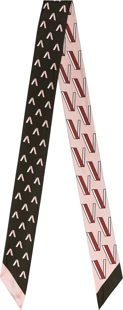 Valentino Logo-printed silk-twill scarf
