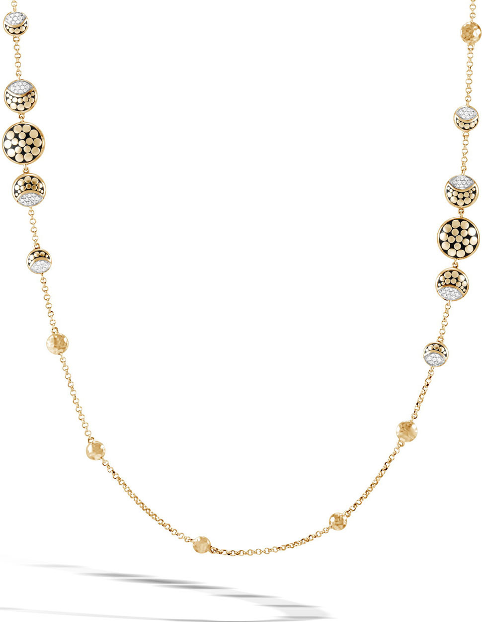John Hardy 18k Dot Diamond Moon Phase Station Necklace, 36"