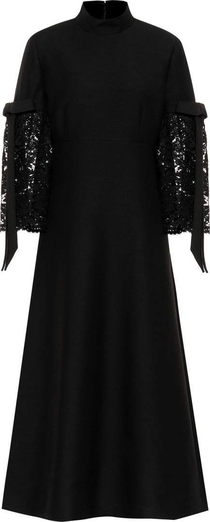 Valentino Lace-paneled crêpe dress