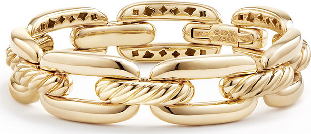 David Yurman Wellesley 14mm 18k Gold Chain Bracelet, Size M