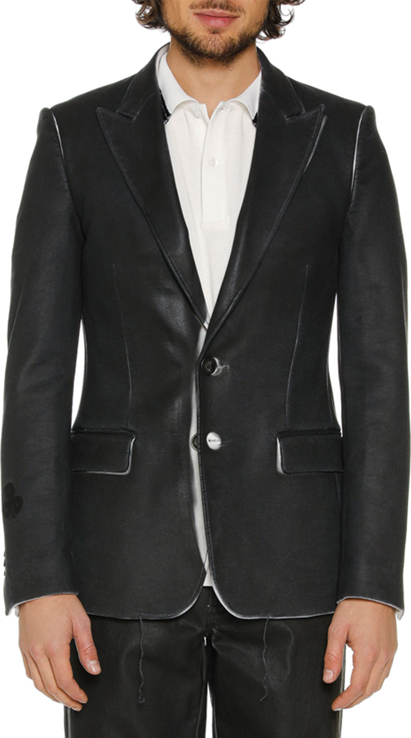 Off White Men's Skinny Leather-Like Blazer