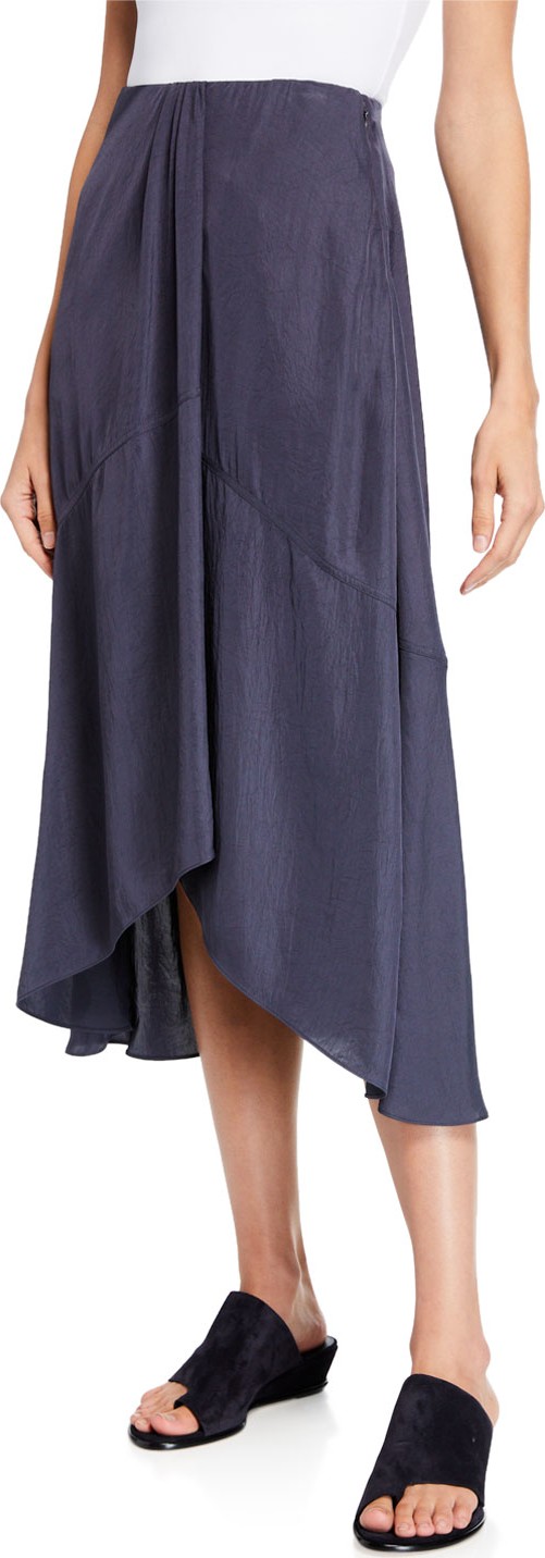 Vince Twist Drape Midi Skirt with Pockets