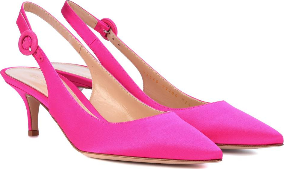 Gianvito Rossi Anna satin slingback pumps