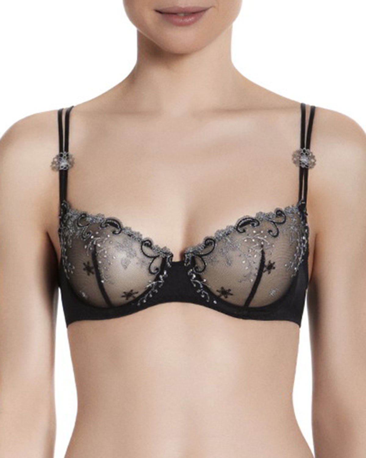 Simone Perele Delice Embroidered Demi Bra, Moonlight