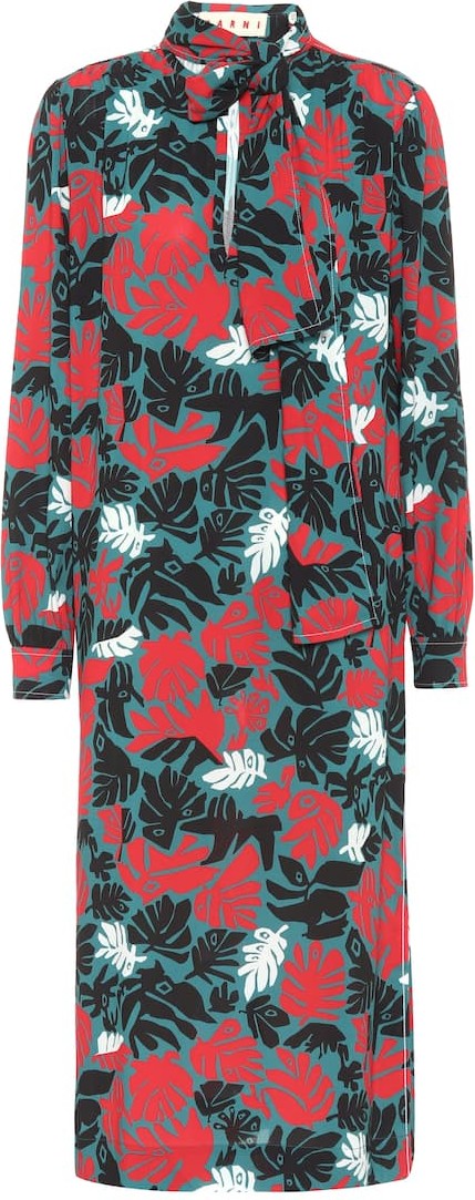 Marni Floral stretch-crêpe midi dress