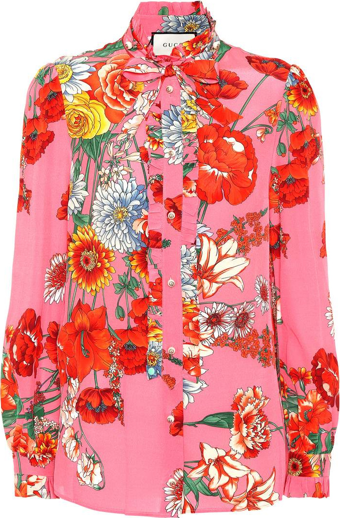 Gucci Floral-printed silk crêpe blouse