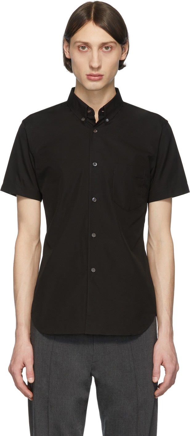 Comme Des Garcons Black Cotton Poplin Short Sleeve Shirt
