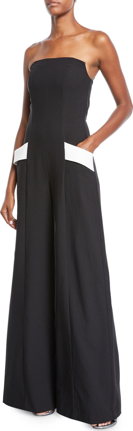 Black Halo Carmine Strapless Wide-Leg Jumpsuit