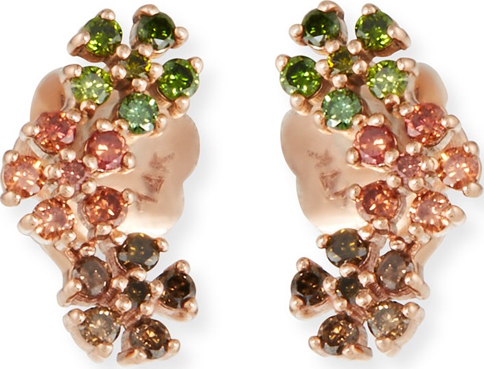 Stevie Wren 14k Rose Gold Triple Daisy Diamond Earrings