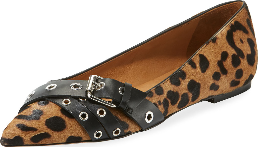 Veronica Beard Maxine Leopard-Print Calf Hair Flats