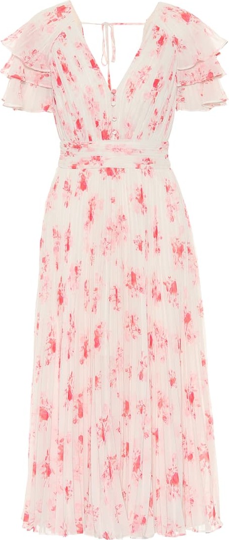 Self Portrait Floral chiffon midi dress