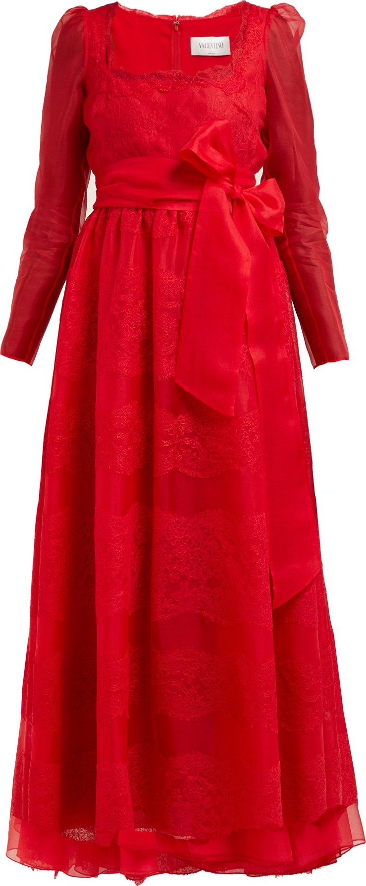 Valentino Chantilly lace-trimmed silk-organza gown