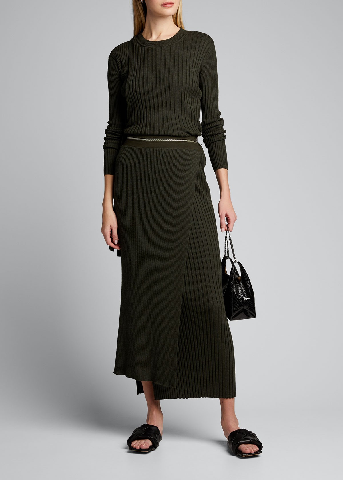 Helmut Lang Layered Wool Skirt