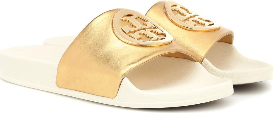 Tory Burch Metallic leather slides