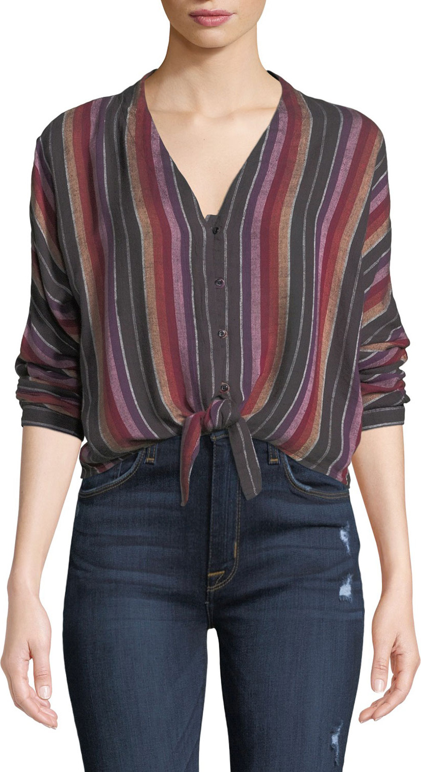 RAILS Sloane Striped Tie-Front Blouse