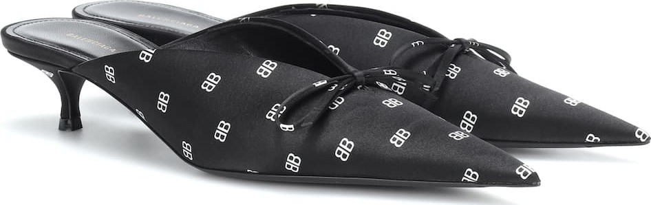 Balenciaga Knife printed satin mules