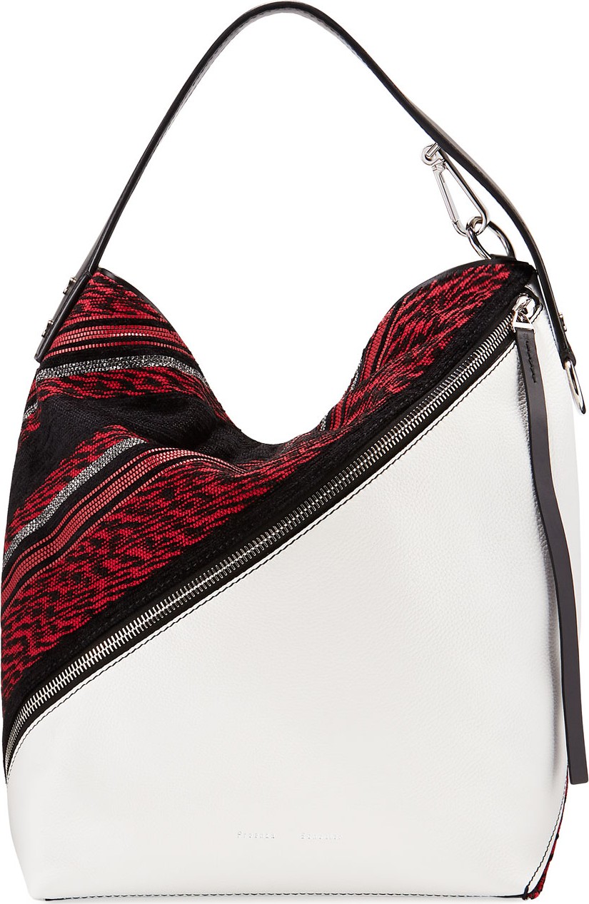 Proenza Schouler Medium Woven-Fabric/Leather Hobo Bag