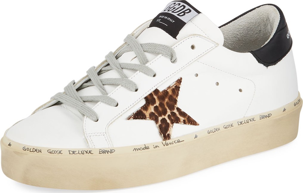 Golden Goose Deluxe Brand Hi Star Leather Platform Sneakers with Leopard