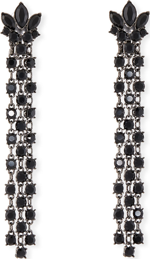 Oscar De La Renta Navette Crystal Dangle Earrings