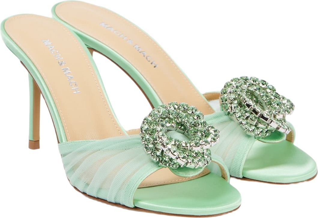 Mach & Mach - Galaxy 85 embellished tulle mules