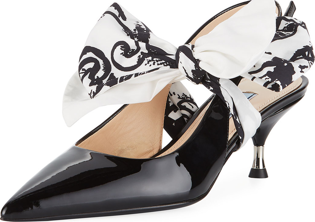 Prada Patent Slingback Pump with Tie