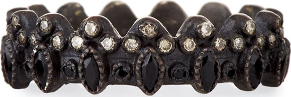 Armenta New World Blackened Scalloped Ring with Diamonds & Black Sapphires