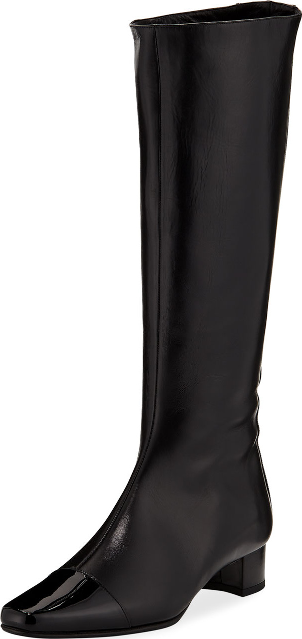 Manolo Blahnik Wakia Leather Cap-Toe Knee Boot