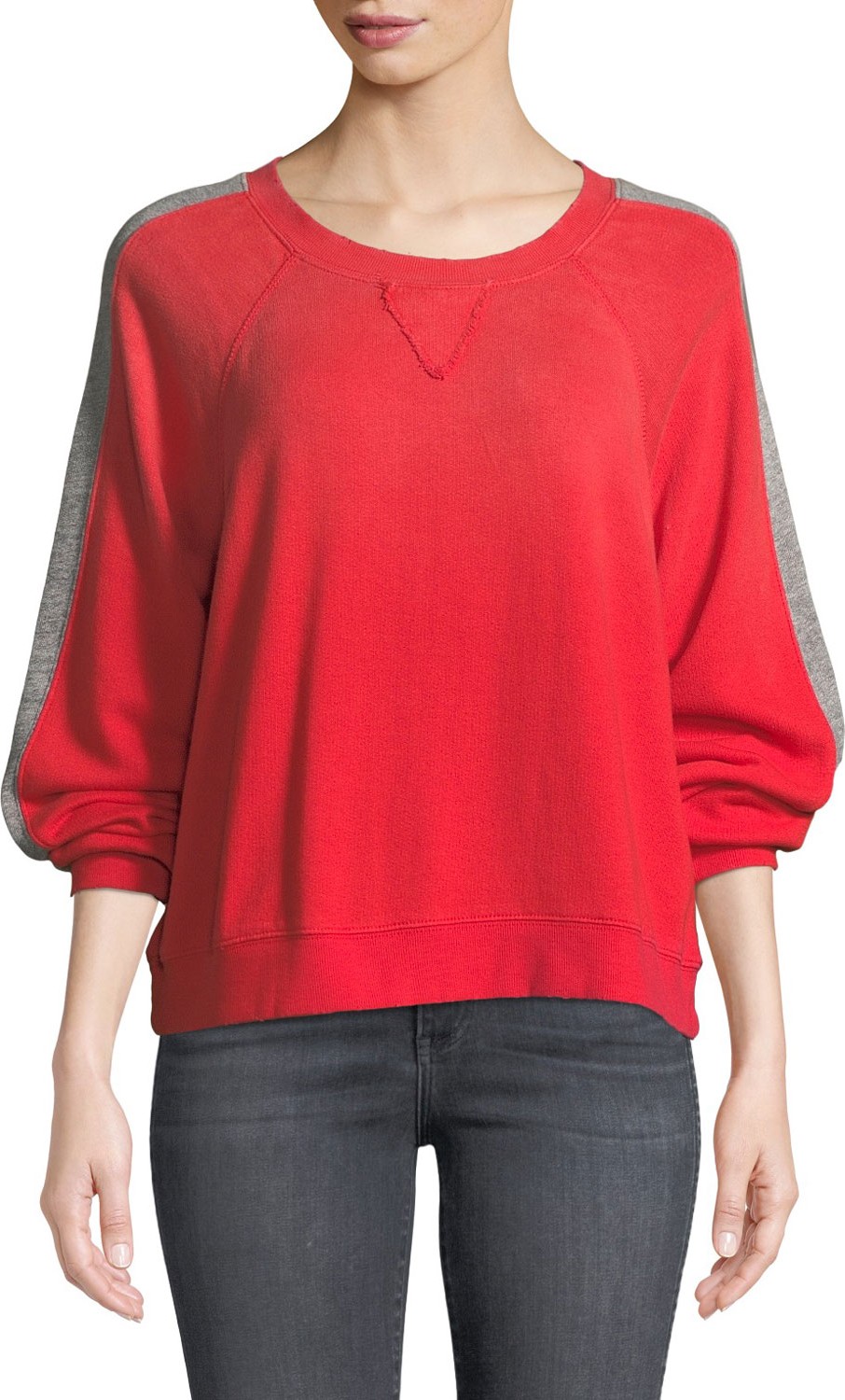 Splendid Oversized Sporty Striped Pullover Sweatshirt