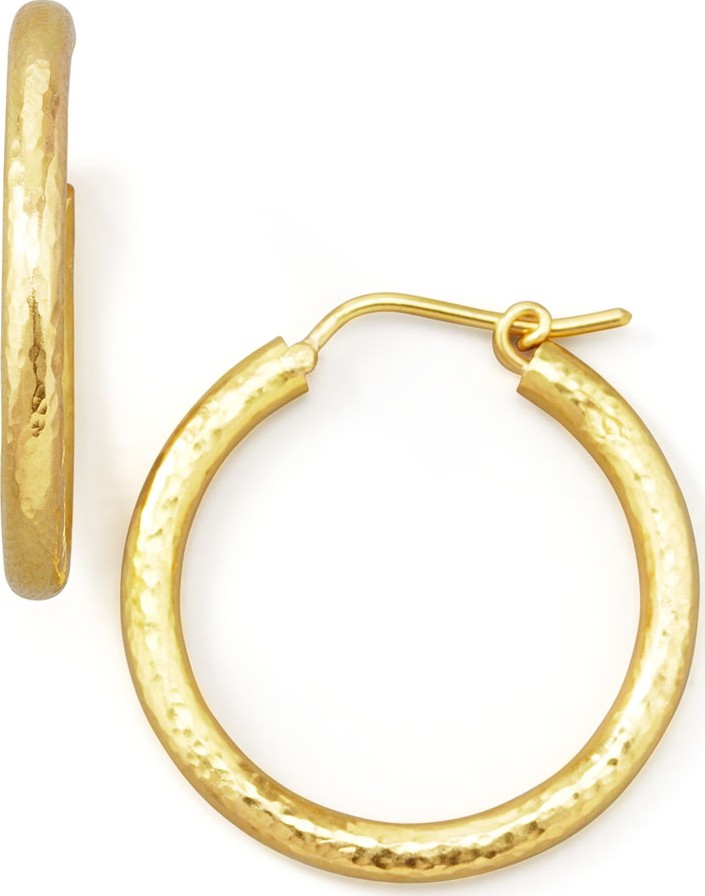 Elizabeth Locke Giant Hammered 19k Gold Hoop Earrings