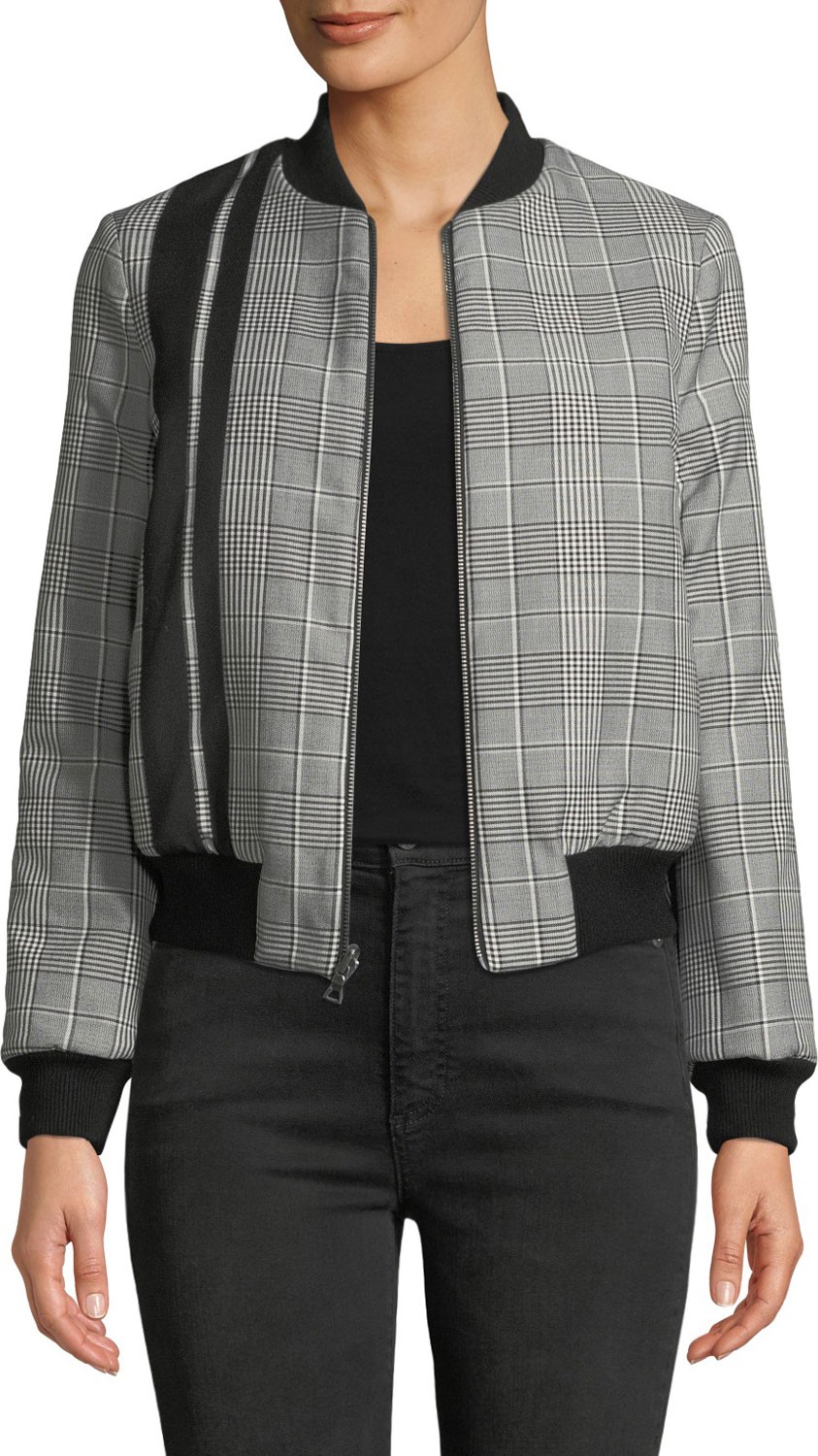 Alice + Olivia Lonnie Reversible Cropped Bomber Jacket