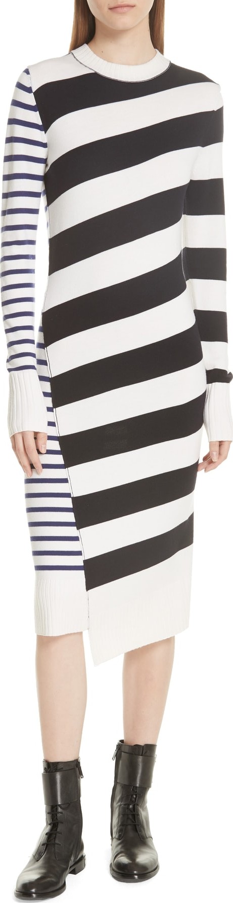 GREY Jason Wu Mixed Stripe Merino Wool Sweater Dress