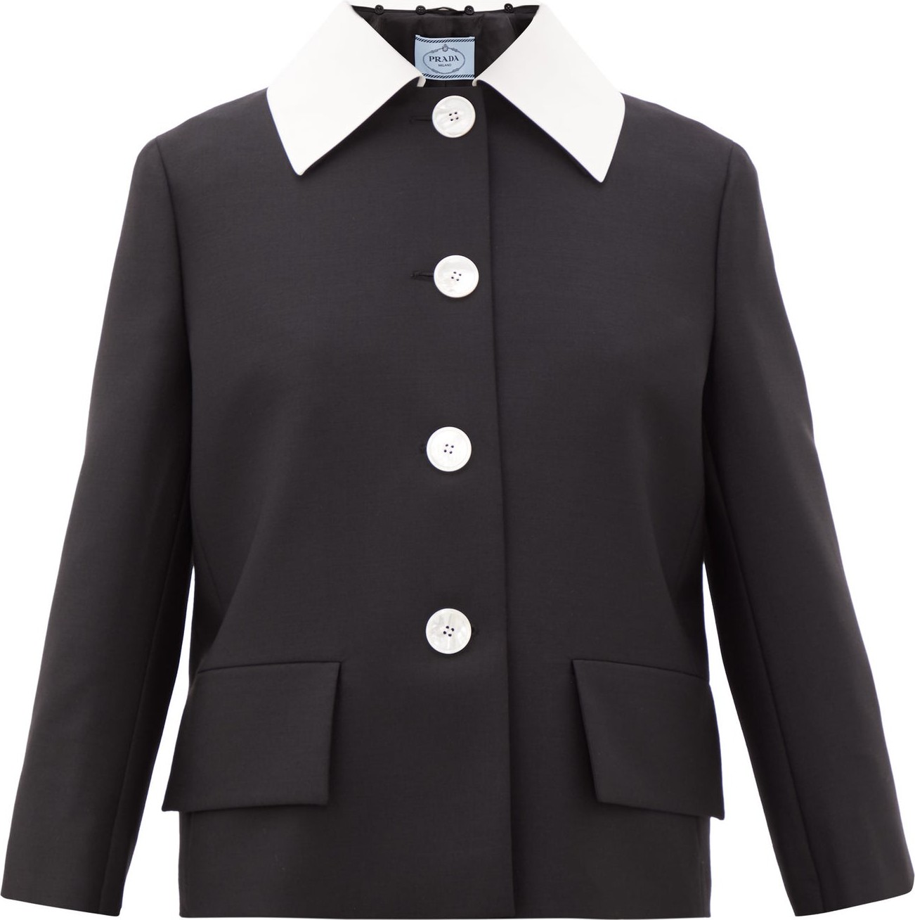 Prada Contrast-collar mohair-blend jacket