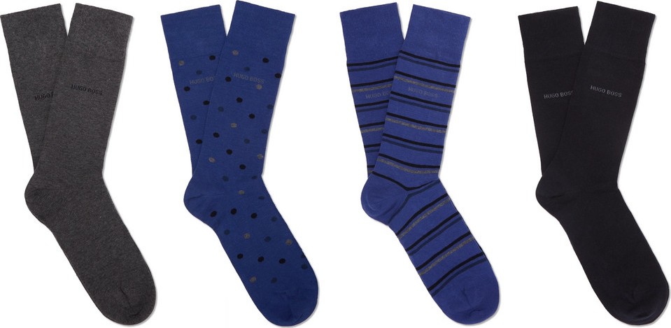 HUGO BOSS Four-Pack Stretch Cotton-Blend Socks