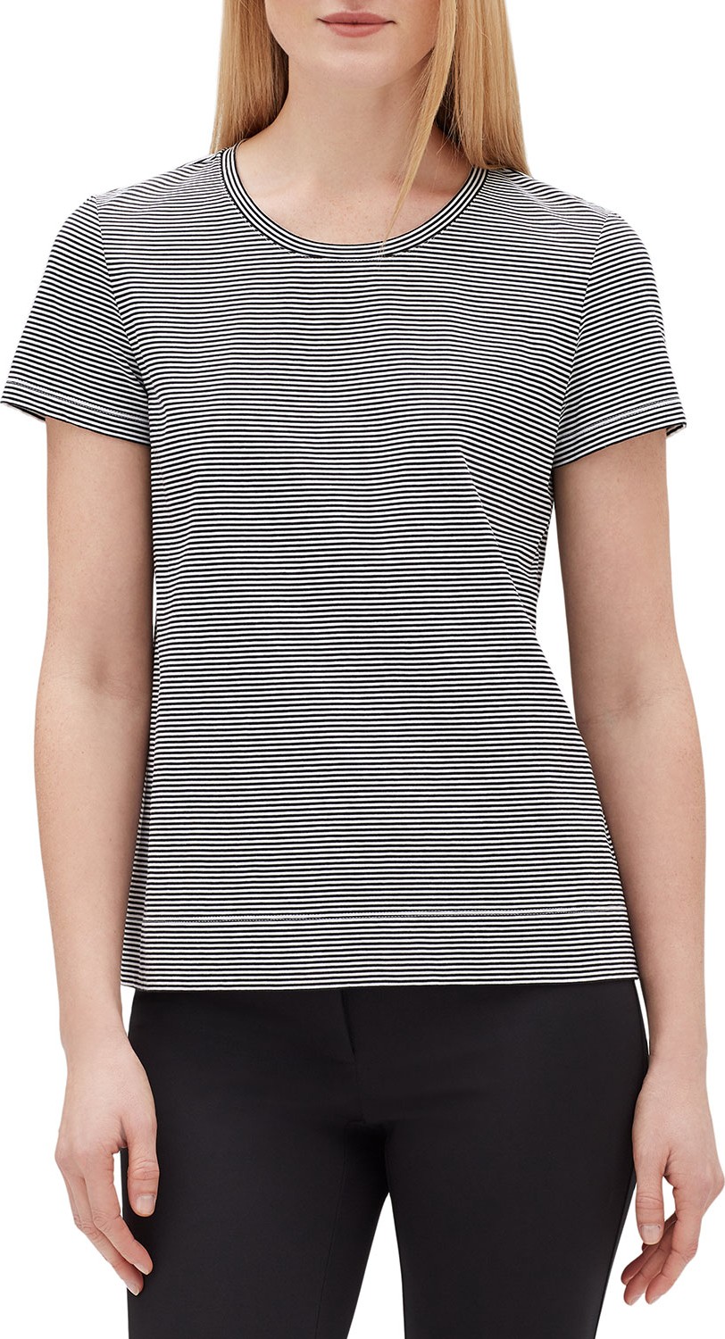 Lafayette 148 New York Modern Striped Short-Sleeve Jersey Cotton Tee