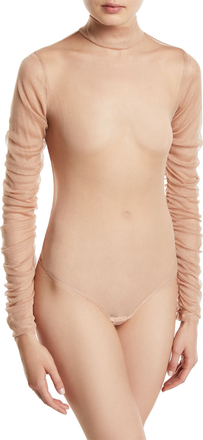 Sablyn Scout Sheer-Silk Turtleneck Bodysuit