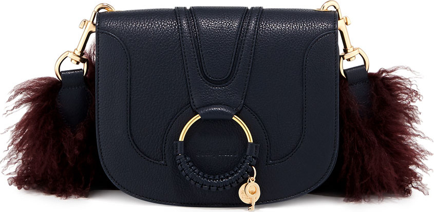 See By Chloé Hana Small Leather Crossbody Bag with Fur
