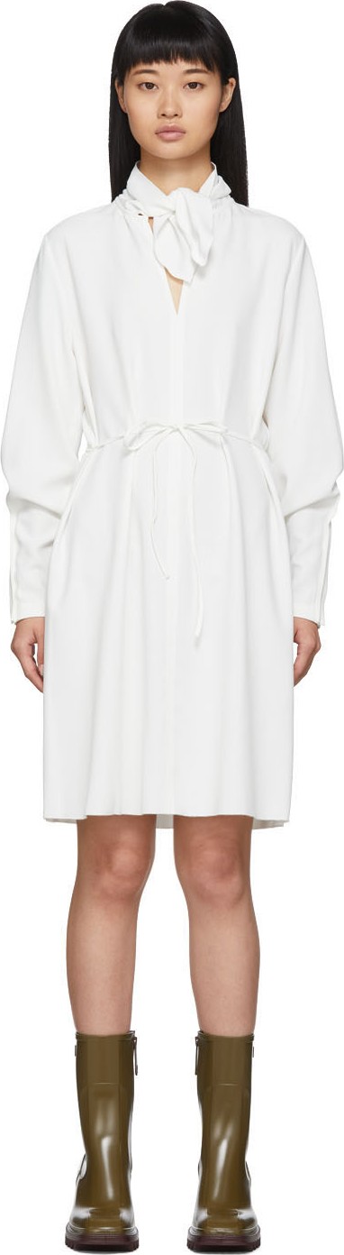 See By Chloé White Neck Tie Long Sleeve Dress