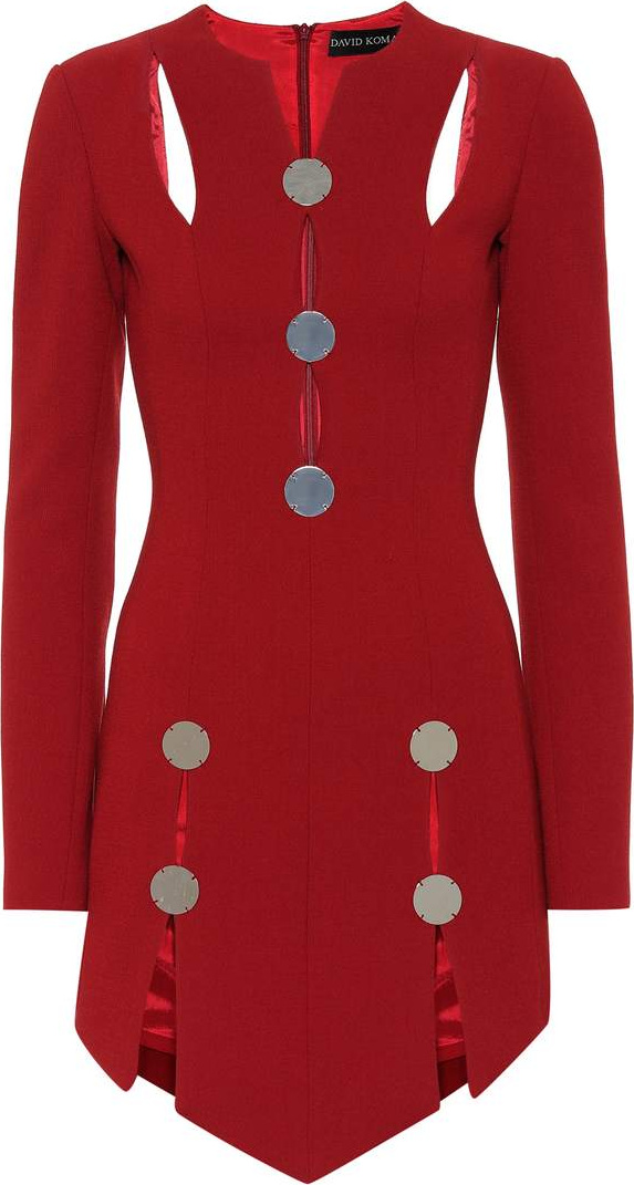 David Koma Embellished wool-blend minidress