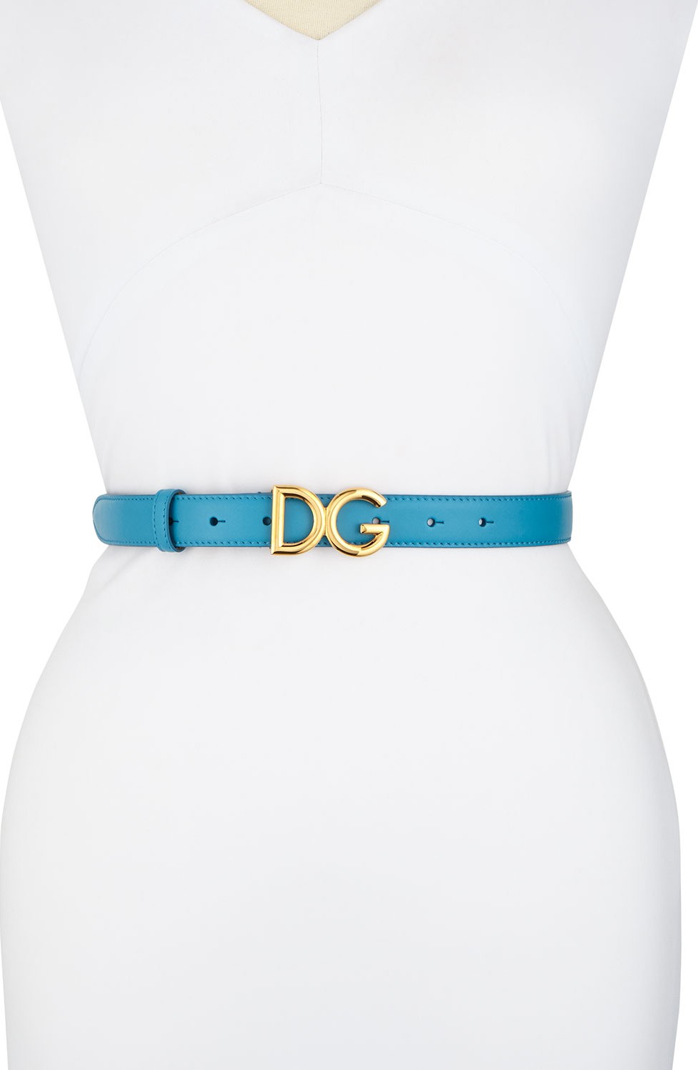 Dolce & Gabbana Skinny Leather Belt with DG Logo Buckle