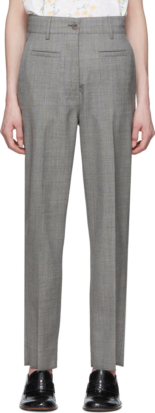 LOEWE Grey Wool Fisherman Trousers