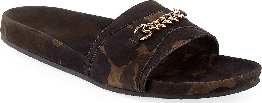 TOM FORD Camouflage Nubuck Leather Slide Sandals