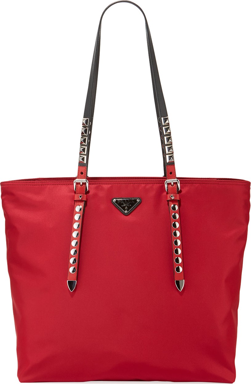 Prada Prada Black Nylon Shopper with Studding