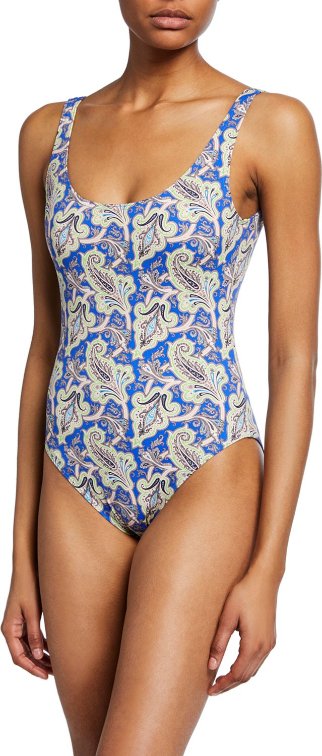 Etro Scoop-Back Printed One-Piece Swimsuit