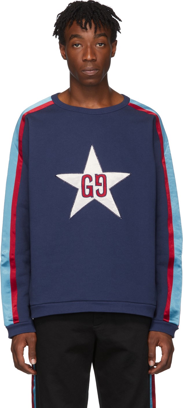 Gucci Blue GG Star Patch Sweatshirt